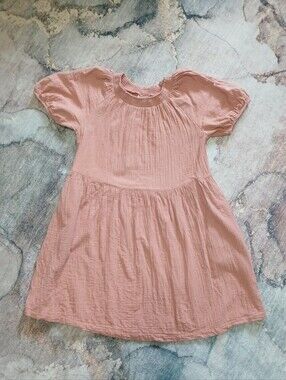 Women's Pink Short Sleeve Cotton Dress
